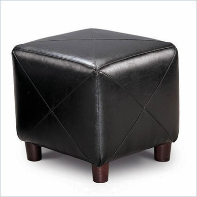 Coaster Contemporary Faux Leather Cube Ottoman in Black