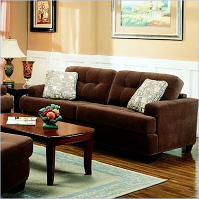 Coaster Contemporary Tufted Sofa in Terry Cloth Brown