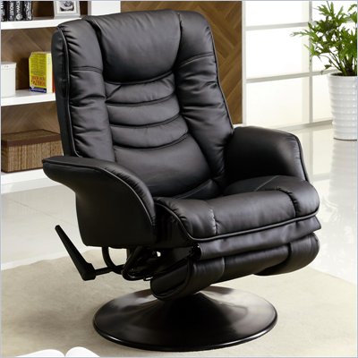 Coaster Recliners Casual Swivel Recliner Chair in Black Leatherette
