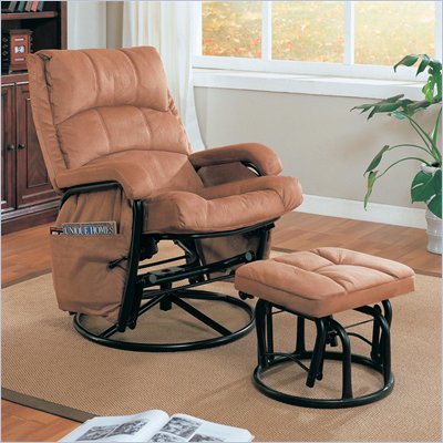 Coaster Glider with Ottoman in Tan