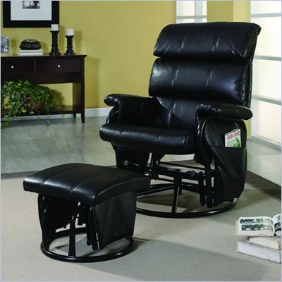 Coaster Deluxe Steel Frame Glider Rocker and Ottoman in Black