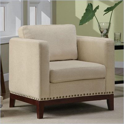 Coaster Club Chair in Beige with Walnut Colored Legs