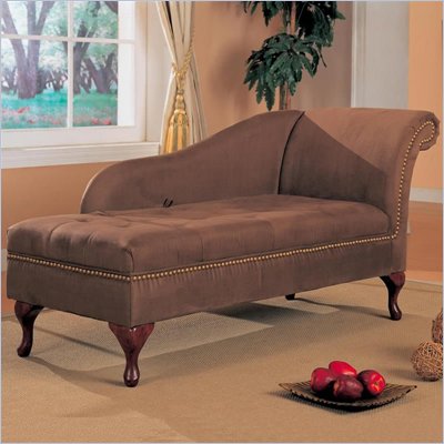 Coaster Accent Seating Microfiber Chaise Lounge with Flip Open Seat in Brown