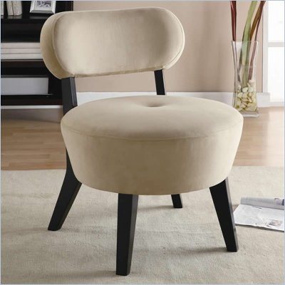 Coaster Accent Seating Exposed Wood Microfiber Accent Chair in Cream