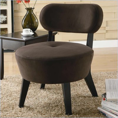 Coaster Accent Seating Exposed Wood Microfiber Accent Chair in Mocha