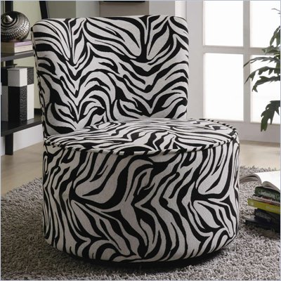 Coaster Accent Seating Round Swivel Chair in Exotic Zebra Stripes