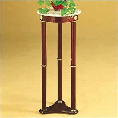 Coaster Accent Stands White Marble Top Round Plant Stand in Cherry