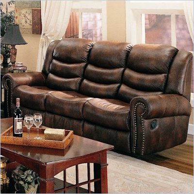 Coaster Aiden Reclining Sofa with Dual Recliner in Leather Like Fabric