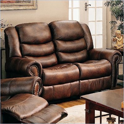 Coaster Aiden Reclining Love Seat with in Leather Like Fabric