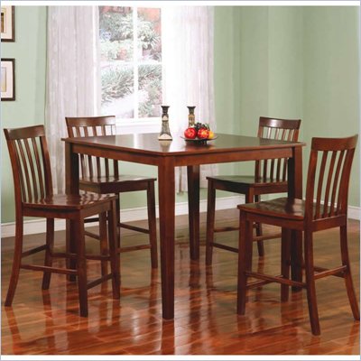 Coaster Ashland 5 Piece Counter Height Dining Set in Walnut