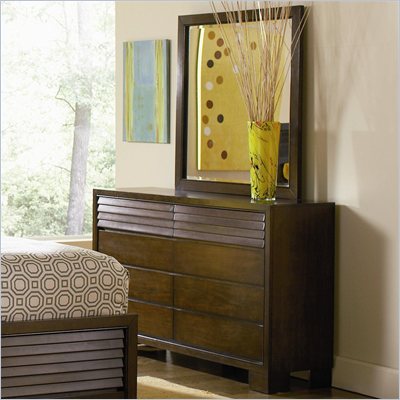 Coaster Audrey Double Dresser and Mirror Set in Warm Mahogany
