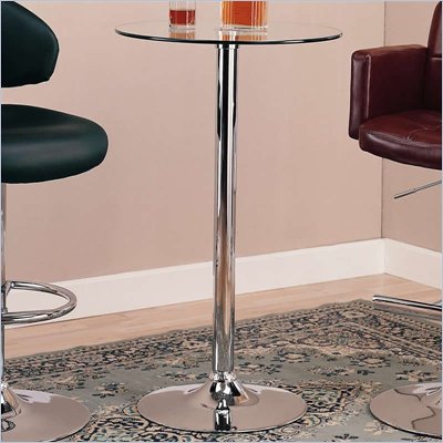 Coaster Glass Top Round Bar Table with Chrome Base