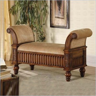 Coaster Upholstered Bench with Rolled Arms