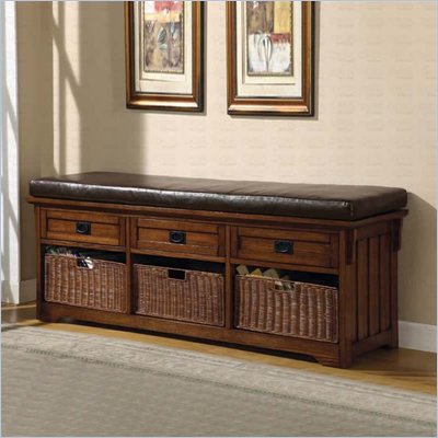 Coaster Oak Large Storage Bench with Baskets