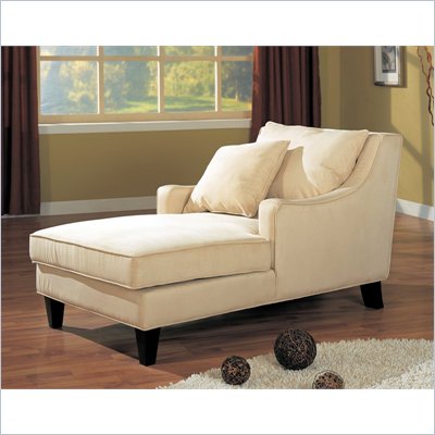 Coaster Dark Brown Chaise Lounger in Cream Microfiber