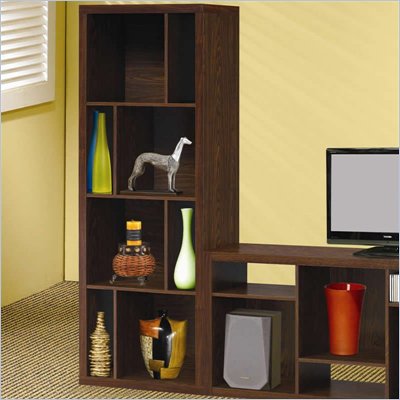 Coaster Bookcases Contemporary Asymmetrical Bookcase in Dark Oak