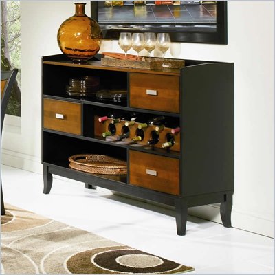 Coaster Boyer 3 Drawer Buffet Server in Two-Tone Cherry and Black