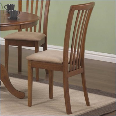 Coaster Brannan Slat Back Side Chair with Upholstered Seat in Warm Maple Finish