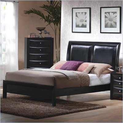 Coaster Briana Low Profile Upholstered Bed in Black Finish