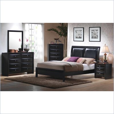 Coaster Briana 5 Piece Bedroom Set in Glossy Black Finish