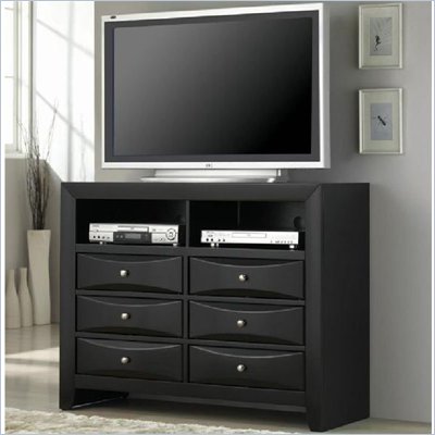 Coaster Briana Media Chest with Drawers and Shelves in Glossy Black