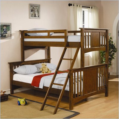 Coaster Twin over Full Bunk Bed in Dark Cherry Finish