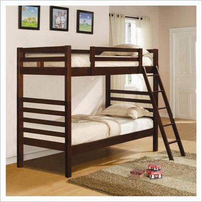 Coaster Twin over Twin Bunk Bed in Dark Cherry Finish