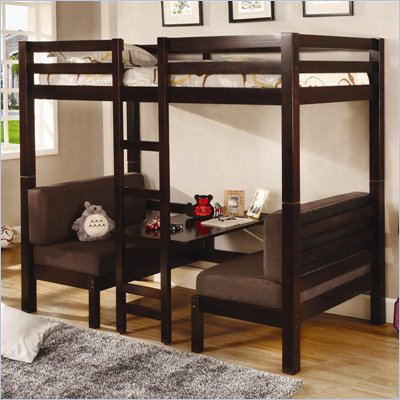 Bunk Beds   on Twin Over Twin Convertible Loft Bunk Bed In Dark Wood Finish   460263