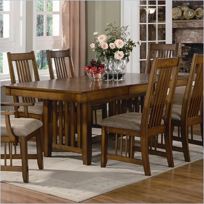 Coaster Burton Rectangular Dining Table in Warm Medium Oak Finish