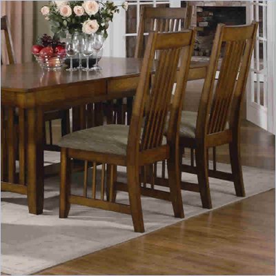 Coaster Burton Upholstered Side Chair in Warm Medium Oak Finish