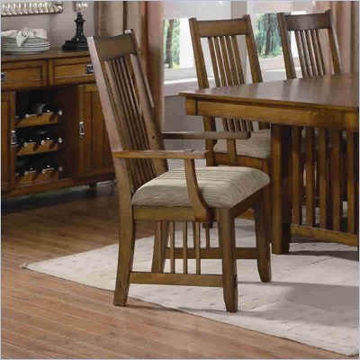 Coaster Burton Upholstered Arm Chair in Warm Medium Oak Finish