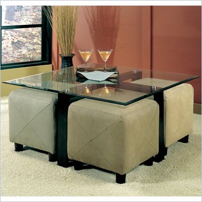 Coaster Cermak Contemporary Square Metal Cocktail Table with Glass Top
