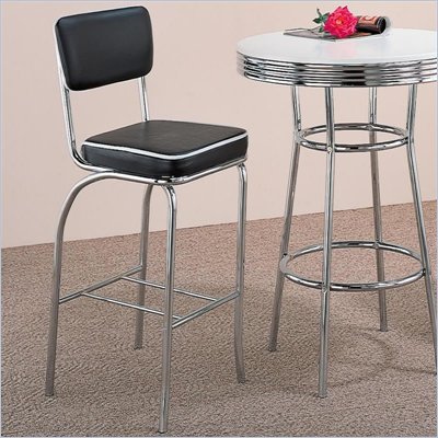Coaster Cleveland Chrome Plated Bar Stool with Black Cushion