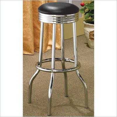 Coaster Cleveland Chrome Plated Soda Fountain Bar Stool in Black