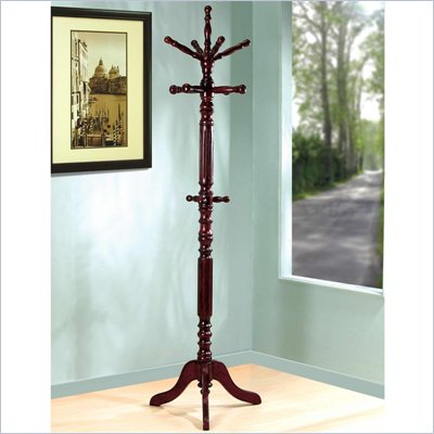 Coaster Traditional Coat Rack with Spinning Top in Dark Walnut