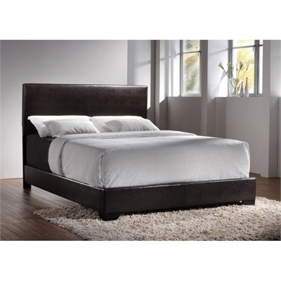 Coaster Conner Queen Faux Leather Upholstered Platform Bed in Dark Brown