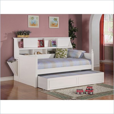 Coaster Daisy Bookcase Wood Daybed with Under-Bed Trundle in White
