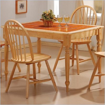 Coaster Damen Rectangle Tile Top Dining Table in Warm Natural Wood