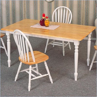 Coaster Damen Rectangle Leg Dining Table in Warm Natural and White Wood Finish