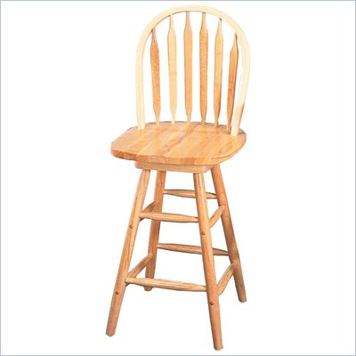 Coaster Damen 24 Inch Arrow Back Windsor Swivel Bar Stool in Natural Wood Finish