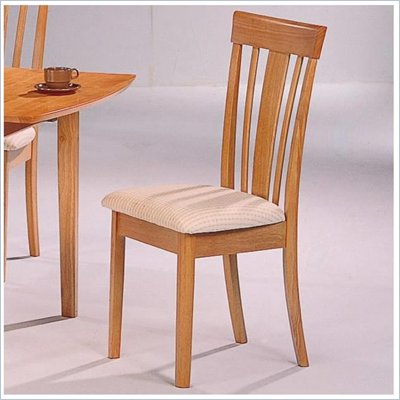 Coaster Davie Vertical Splat Dining Side Chair with Fabric Seat in Warm Natural