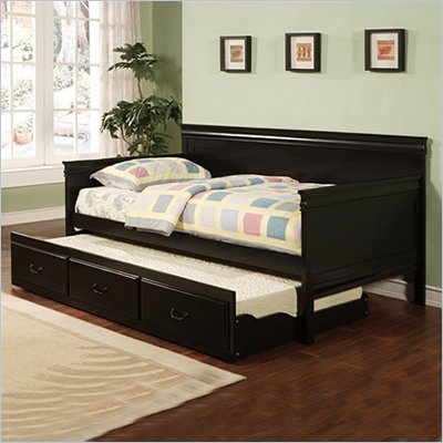 Trundle  Beds on Coaster Trundle Wood Daybed In Black Finish   300036blk