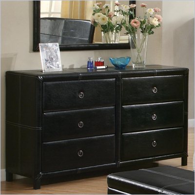 Coaster Upholstered Dresser in Dark Brown Bycast