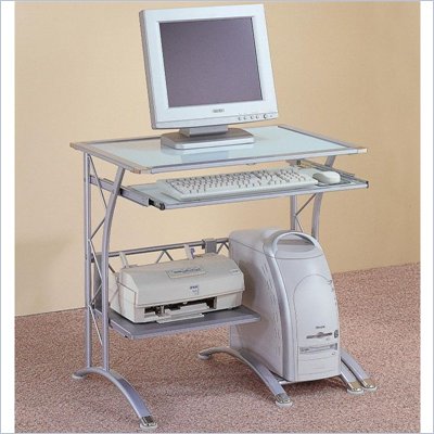 Coaster Desks Computer Desk with Keyboard Tray and Storage in Silver
