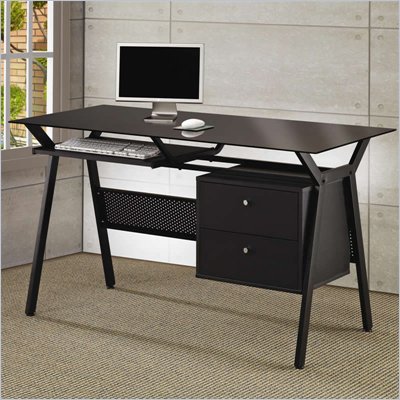 Coaster Computer Desk with Two Storage Drawers in Black