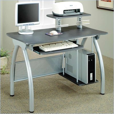 Coaster Desks Gray Computer Desk w/ Keyboard Tray & Computer Storage