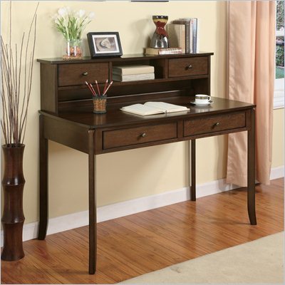 Coaster Desks Classic Writing Desk with Small Storage Hutch in Walnut
