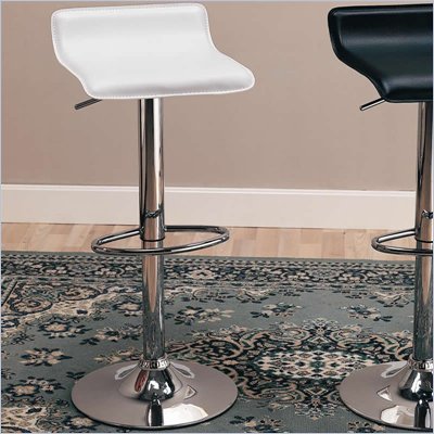 Coaster 29" Height Adjustable Bar Stool with Chrome Base in White