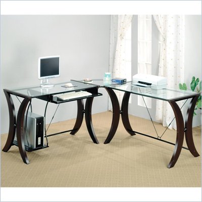 Coaster Division L-Shape Computer Desk Unit in Cappuccino Finish