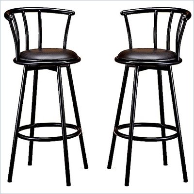 Coaster Dixie Upholstered Swivel Bar Stool in Black